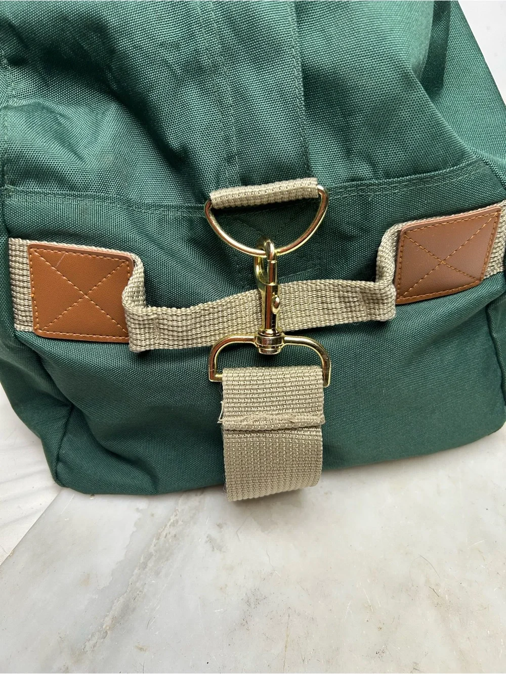Vintage Texaco Additive Green Canvas Weekender Duffel Bag with Tan Straps